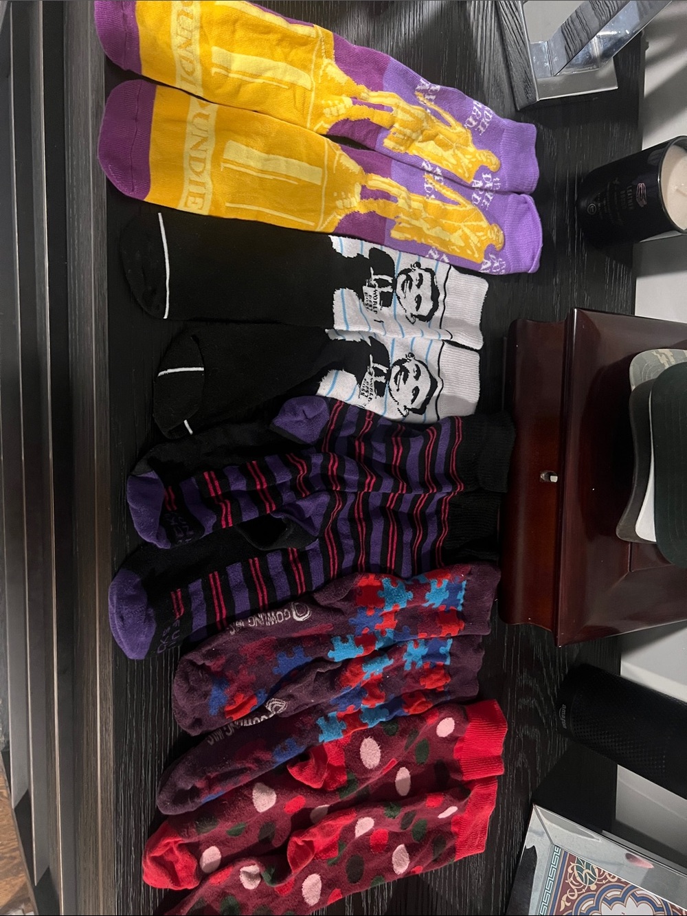 Happy Socks Multi-Color Patterned Dress Socks - Purple, Yellow, Black, Red, Blue